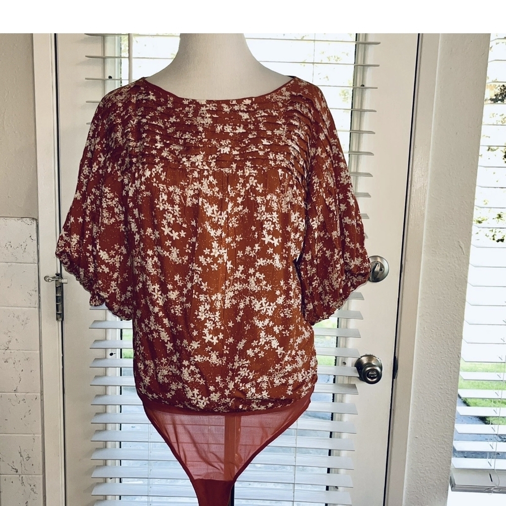 Free People Rust Floral‎ Blouse